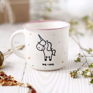 Kubek z Niegrzecznym Jednorożcem Nie i Ch*j - różowy